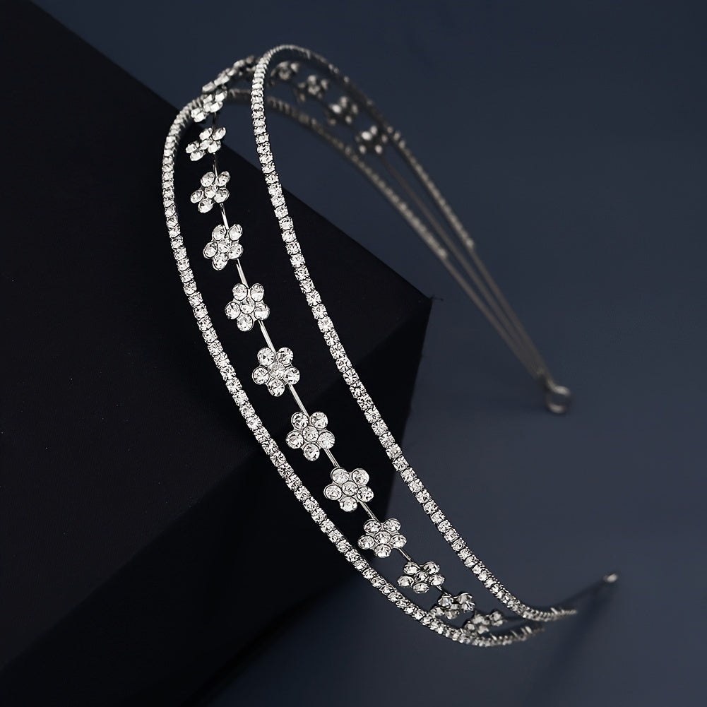 Rhinestone Flower Stretch Headband Adult Mini Hairband Party Hair Accessories