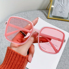 Oversized Ombre Lens Sunglasses Men Women Block Square Frame Glasses UV400