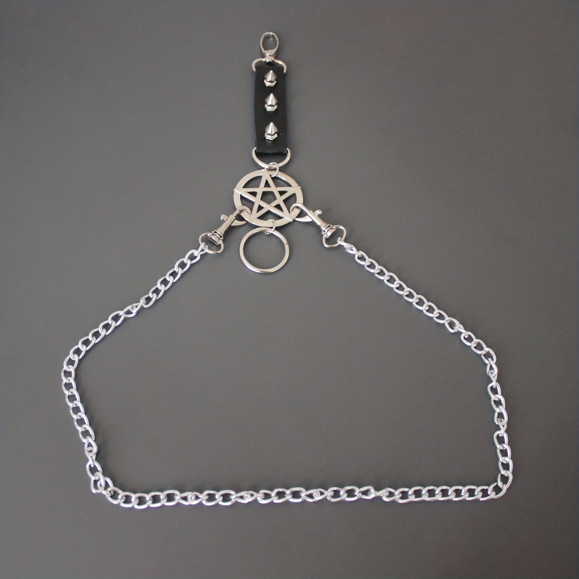 Men's Gothic PU Leather Chain Pants Accessories Chain