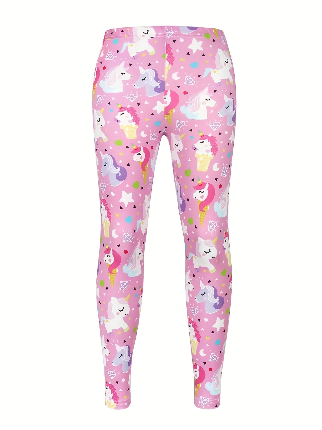 Girls' Cartoon Print Outwear Leggings, High Elasticity Sports Pants