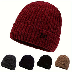 Chenille Velvet Pullover Hat Winter Windproof Knitted Hat Ski Cycling Beanie