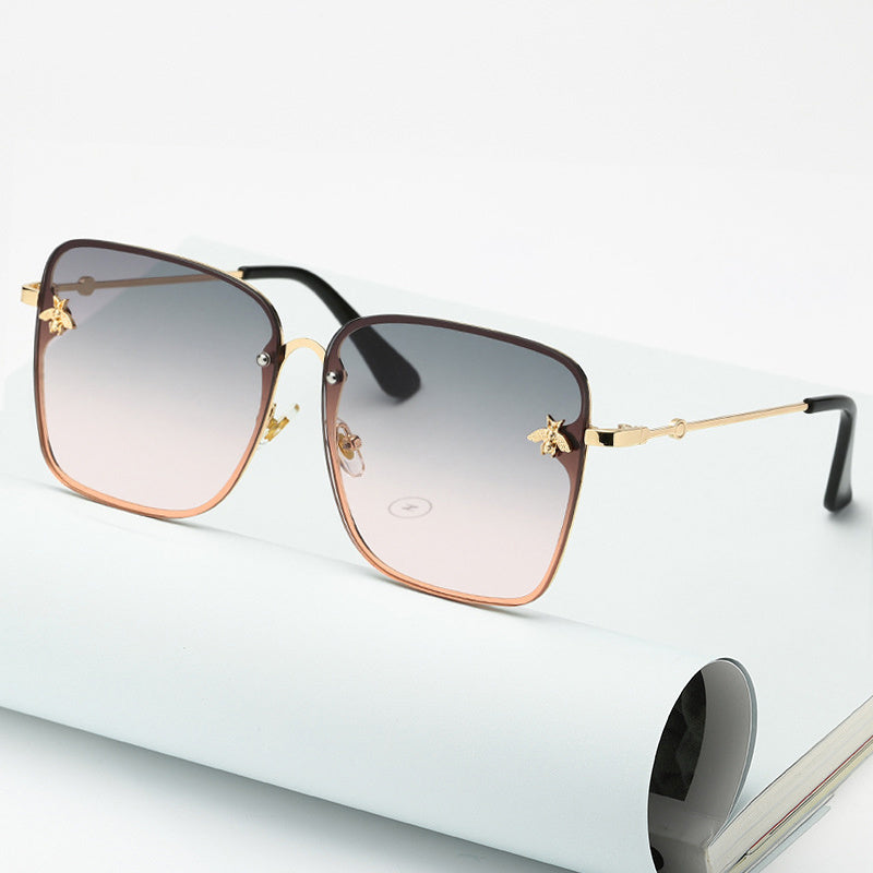 Classic Punk Metal Bee Sunglasses Vintage Gradient Frame Shades