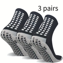 3 Pairs Men's Mid Crew Sport Socks Non Slip Breathable for Basketball Runn