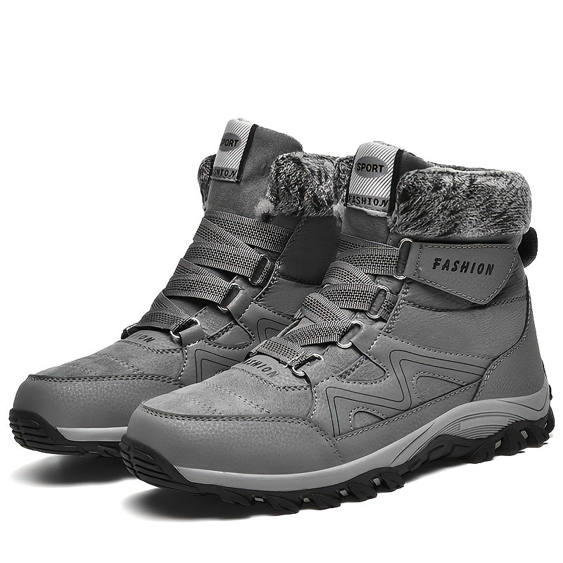Men's Warm Plush Snow Boots Outdoor Cold Weather Hiking Boots