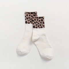 6 Pairs Leopard Print Mid Tube Socks Breathable Women's Stockings