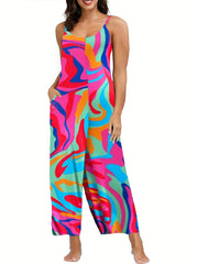 Women's Plus Abstract Print Wide Leg Jumpsuit