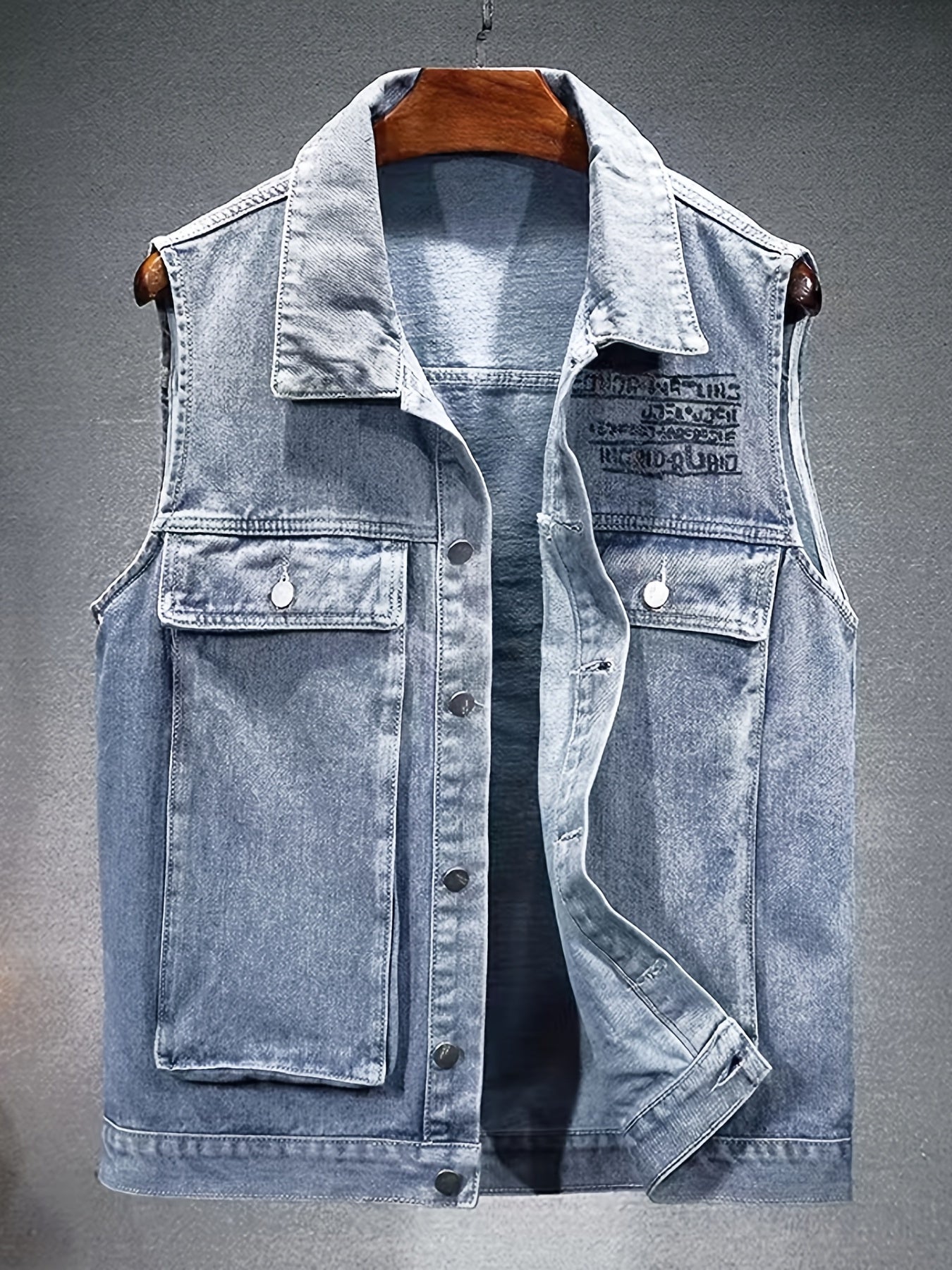 Men's Stylish Light Denim Vest With Pockets