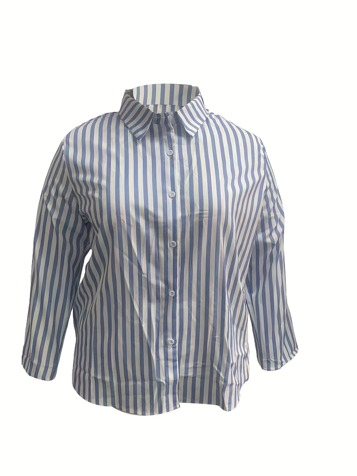 Stripe Print Button Up Long Sleeve Blouse