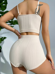 Textured Pajama Set Scoop Neck Cami Top & Shorts Women's Sleepwear