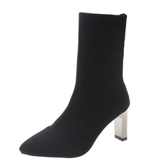 Greek Pattern Point Toe Sock Boots