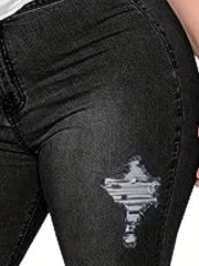 Women's Flared Leg Jeans with Fringe Trim