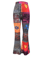 Y2K Graphic Flare Leg Pants for Women