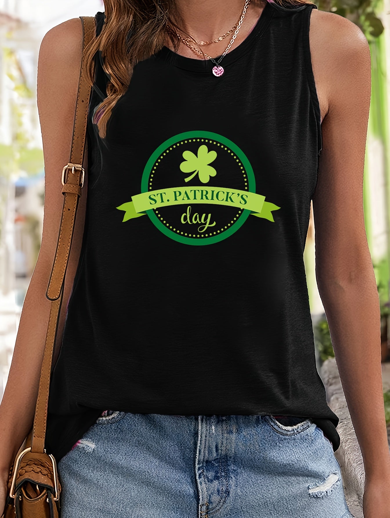 Leaf & Letter Print Sleeveless Sports Vest Women's Activewear