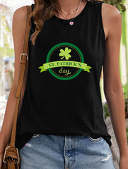 Leaf & Letter Print Sleeveless Sports Vest Women's Activewear