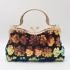 Sequins Evening Bag Kiss Lock Clutch Purse Wedding Handbags