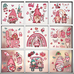 71pcs Gnomes Heart Window Clings Double Sided Wedding Decor