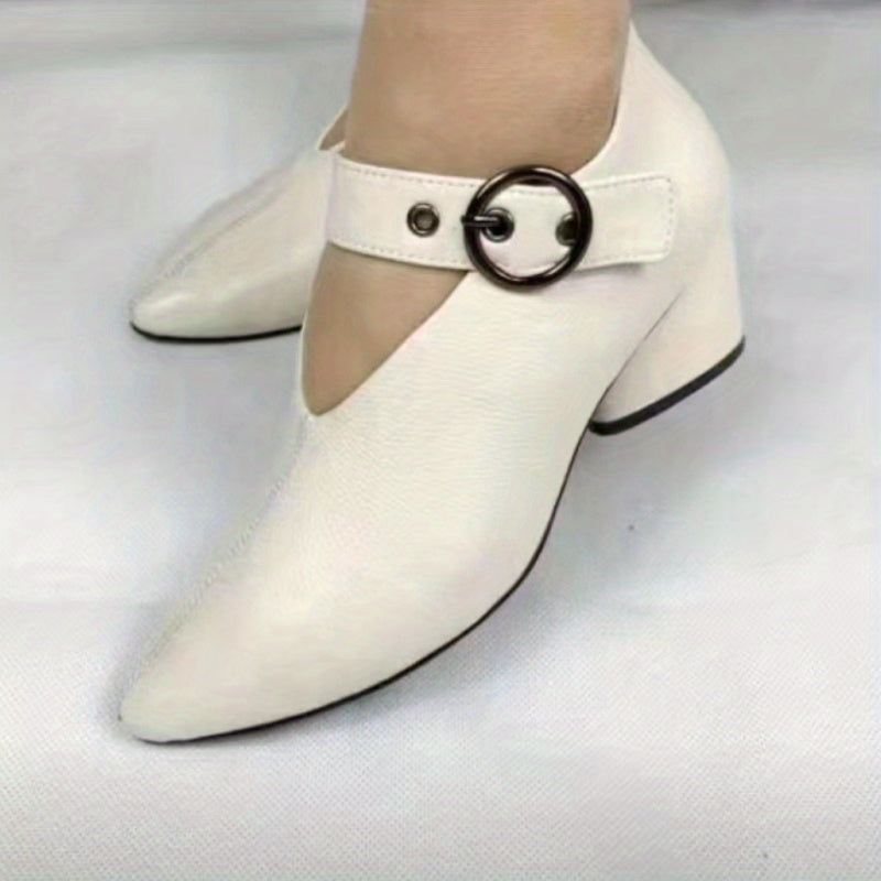 Women's Mid Heel Pointed Toe Dance Shoes with Buckle Strap