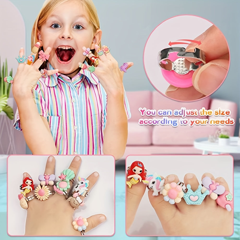24pcs Little Girl Ring Box Dress Up Toys for 4-12 Year Old Girl's Birthday Gift