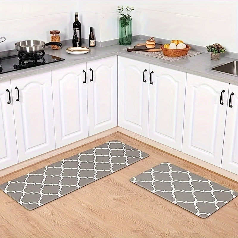 Moroccan Plaid Kitchen Mat Anti Fatigue Cushion Waterproof Non Slip
