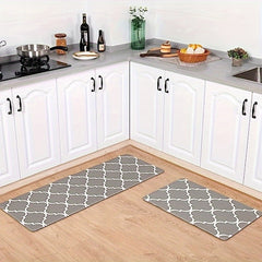 Moroccan Plaid Kitchen Mat Anti Fatigue Cushion Waterproof Non Slip