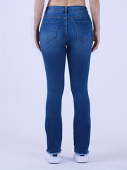 Ripped Button Fly Fringe Trim Jeans