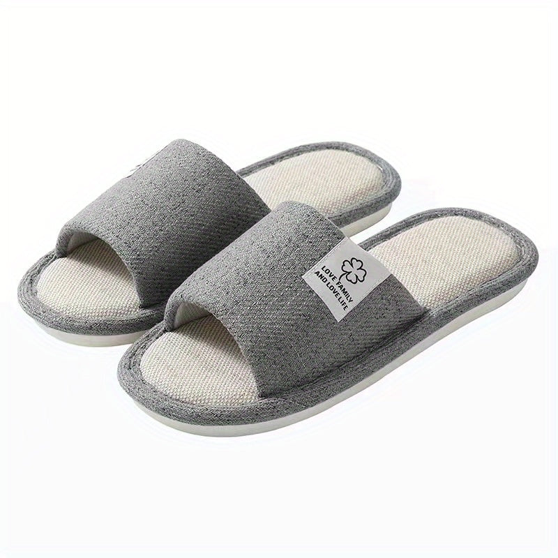 Men's Lightweight Flax Non Slip Open Toe Slides for Summer