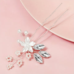 Crystal Faux Pearl U-shaped Hairpin Bride Head Jewelry