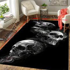 Gothic Skull Printed Mat Anti-slip Flannel Living Room Carpet