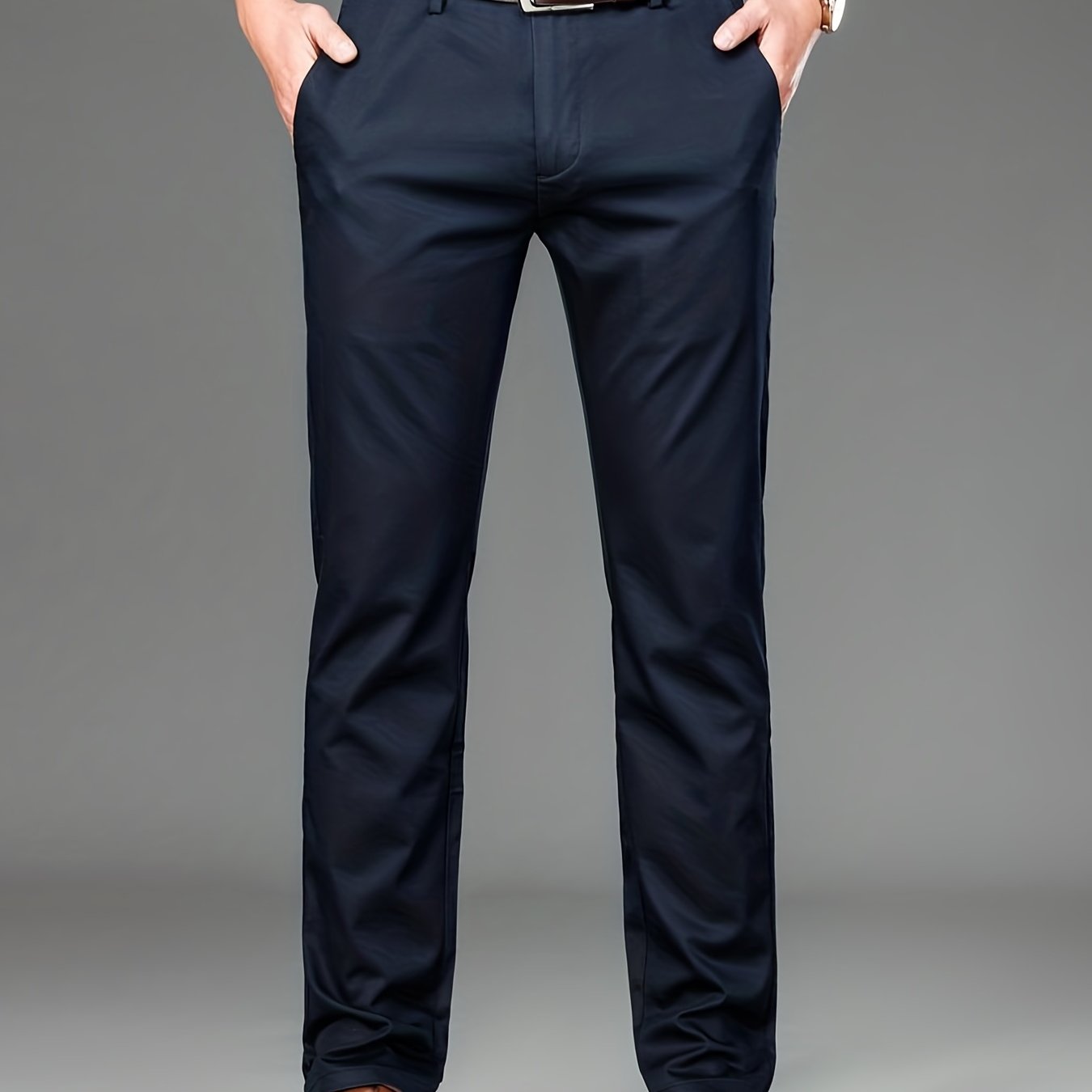 Men's Solid Mid Stretch Dress Pants Spring Summer Business