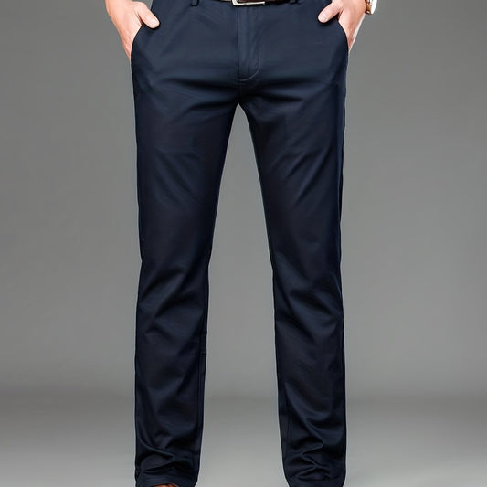 Men's Solid Mid Stretch Dress Pants Spring Summer Business