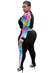 Tie Dye Shirt & Pants Set Women's Casual Stretchy Outfit