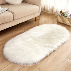 Oval Plush Rug Bedside Foot Cushion Sofa Foot Cushion Carpet Floor Mat 60