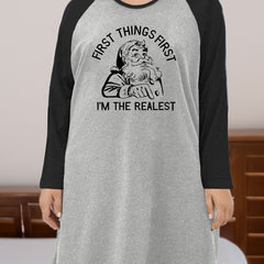 Santa Claus Print Raglan Sleeve Tee Sleep Dress