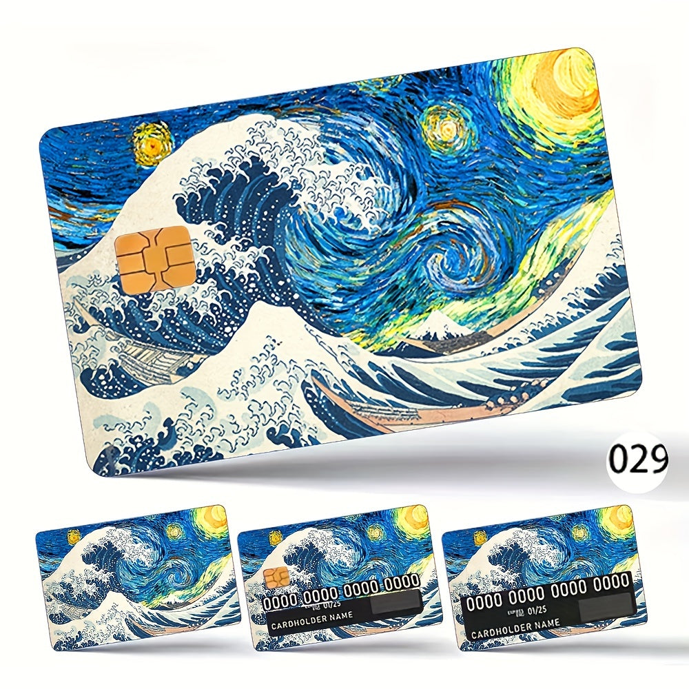 4pcs Credit Card Stickers Scratch Resistant Wave Card Protective Cover
