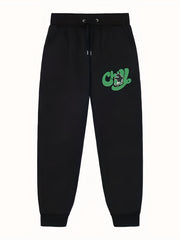 Chill Print Joggers Men's Casual Loose Fit Stretch Waist Drawstring Pants