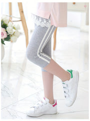 Girls Slim Fit Crop Pants with Side Taping, Dancing Fitness Yoga Pants