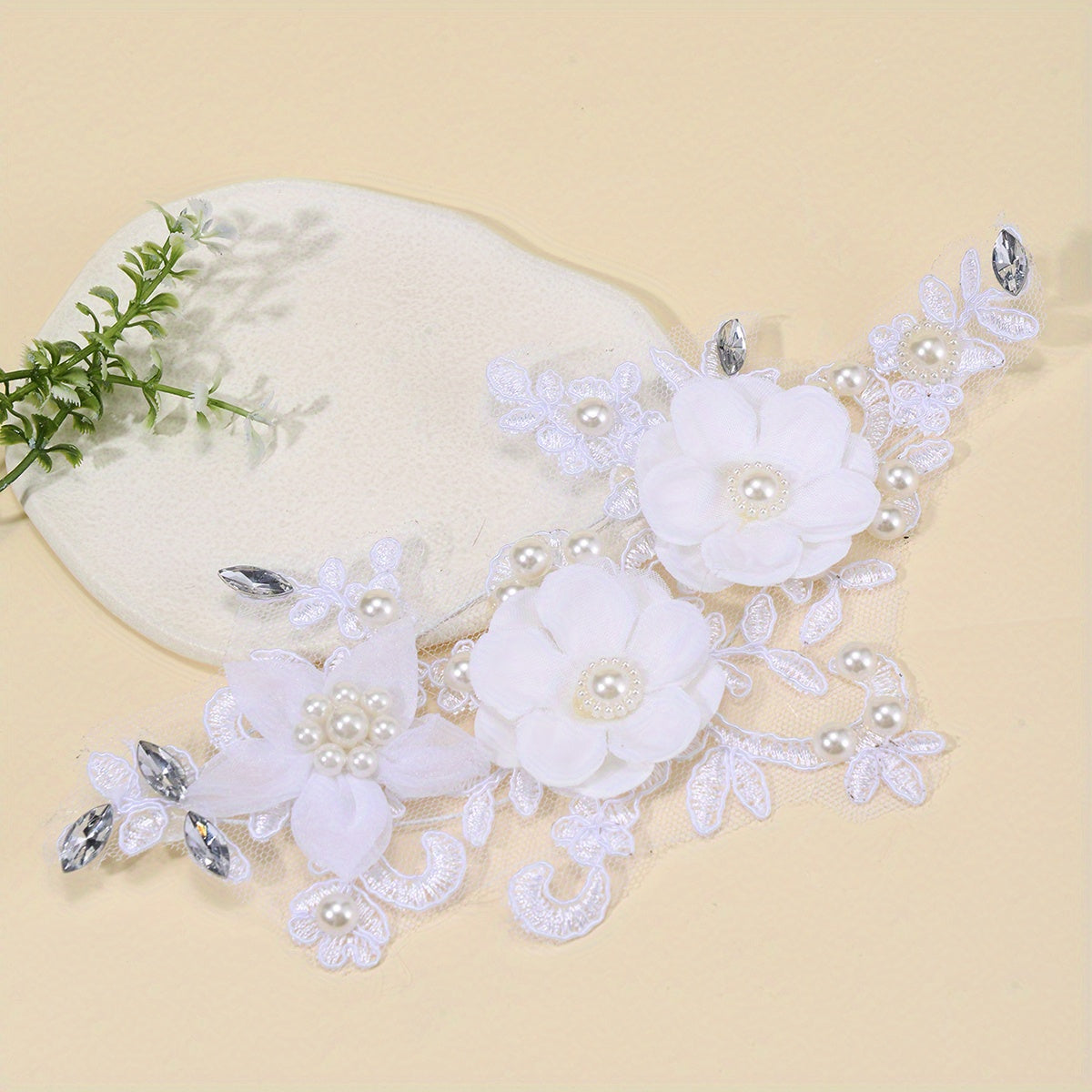 Lace Floral Faux Pearl Head Piece Bridal Wedding Hair Accessories Jewelry