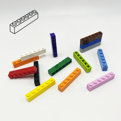 30pcs Multicolor Blocks 1x6 Studs Hole Small Building Block Toy