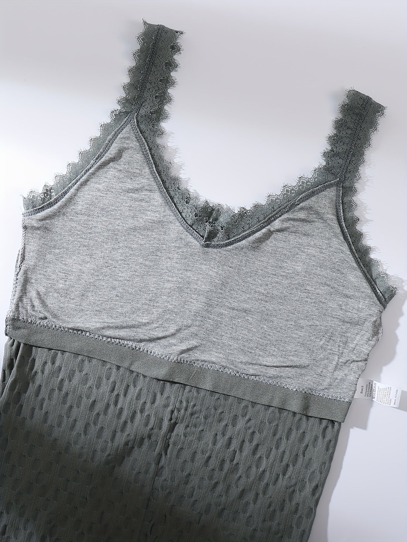3pcs Lace Stitching Tank Tops V Neck Sleeveless Padded Top Women's Lingerie