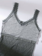 3pcs Lace Stitching Tank Tops V Neck Sleeveless Padded Top Women's Lingerie