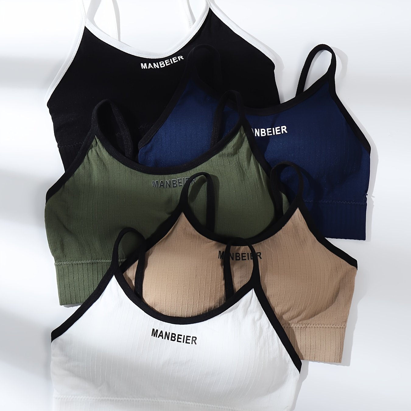 5pcs Cami Tops Letter Print Casual Sleeveless Women's Sports Lingerie