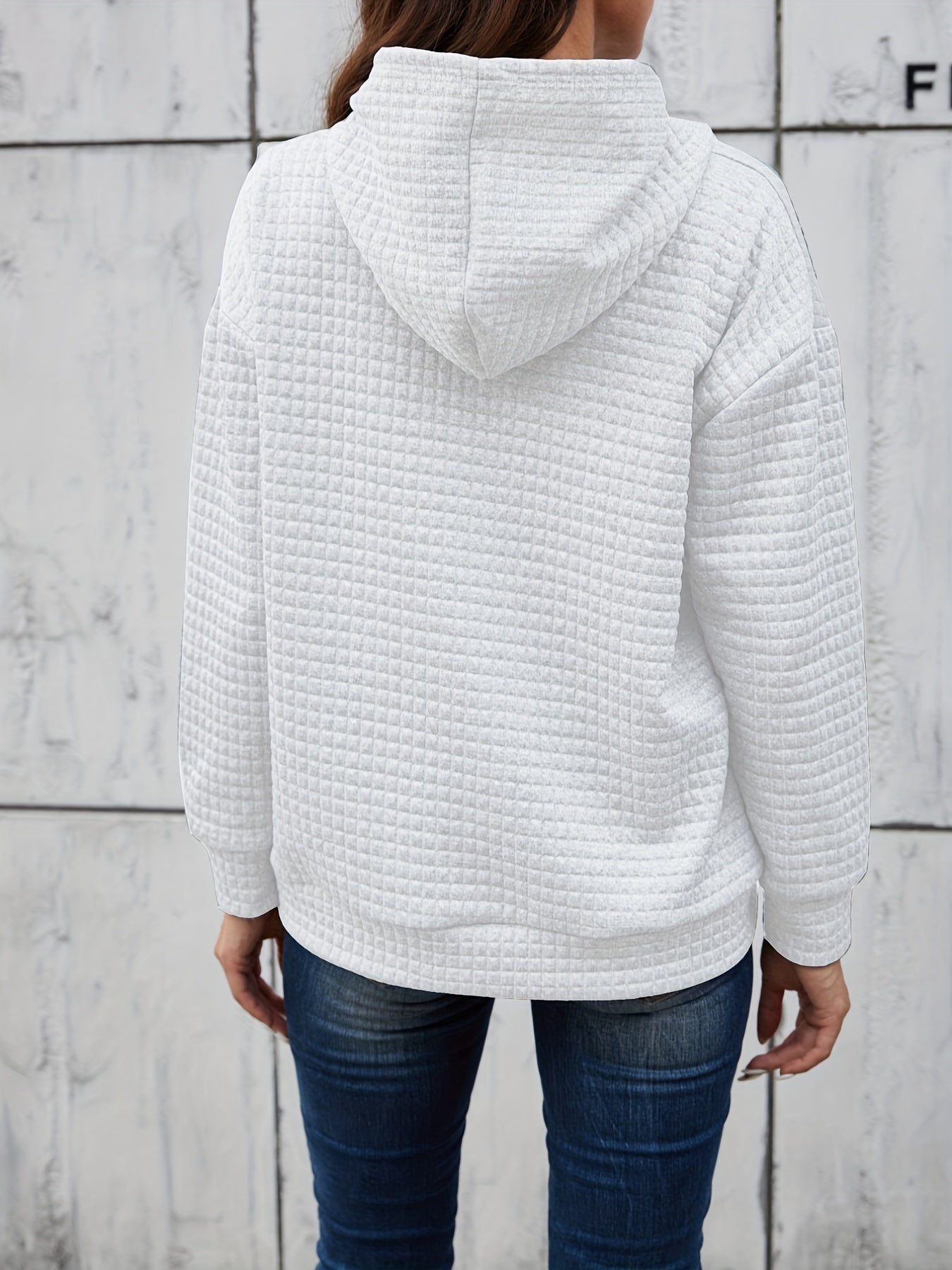 Textured Kangaroo Pocket Hoodie Long Sleeve