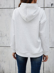 Textured Kangaroo Pocket Hoodie Long Sleeve