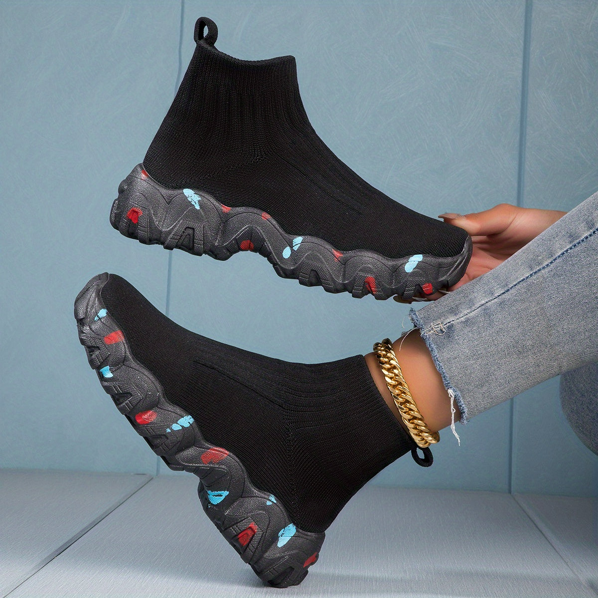 Breathable Women's Running Shoes with Textured Knit