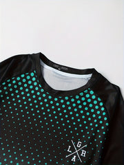 Polka Dots Print Men's Cycling Jersey Round Neck Long Sleeve