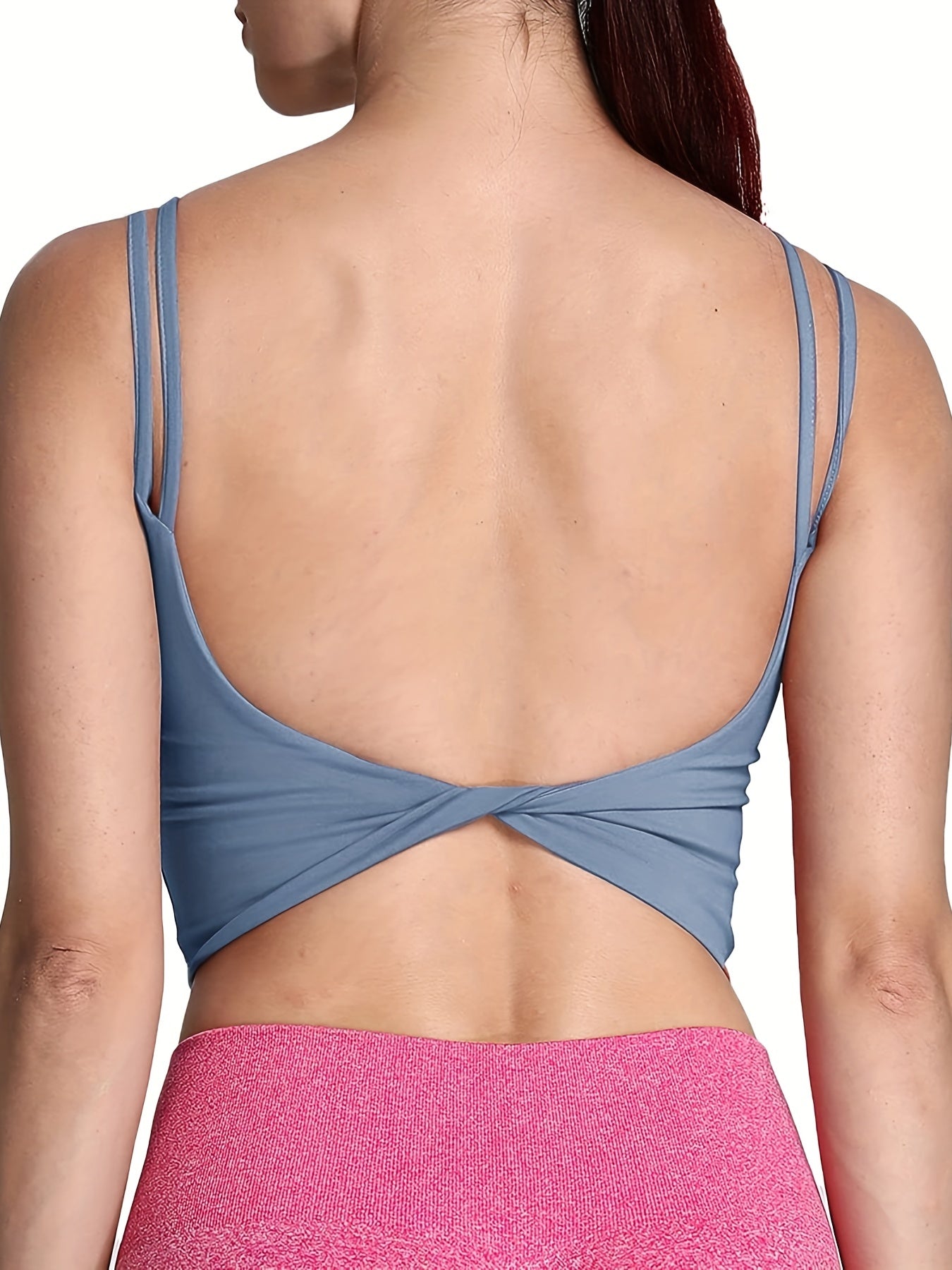 Women's Twist Back Sports Bra Padded Backless Yoga Crop Tank Top