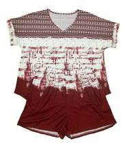 Graphic Print Tee & Shorts Set