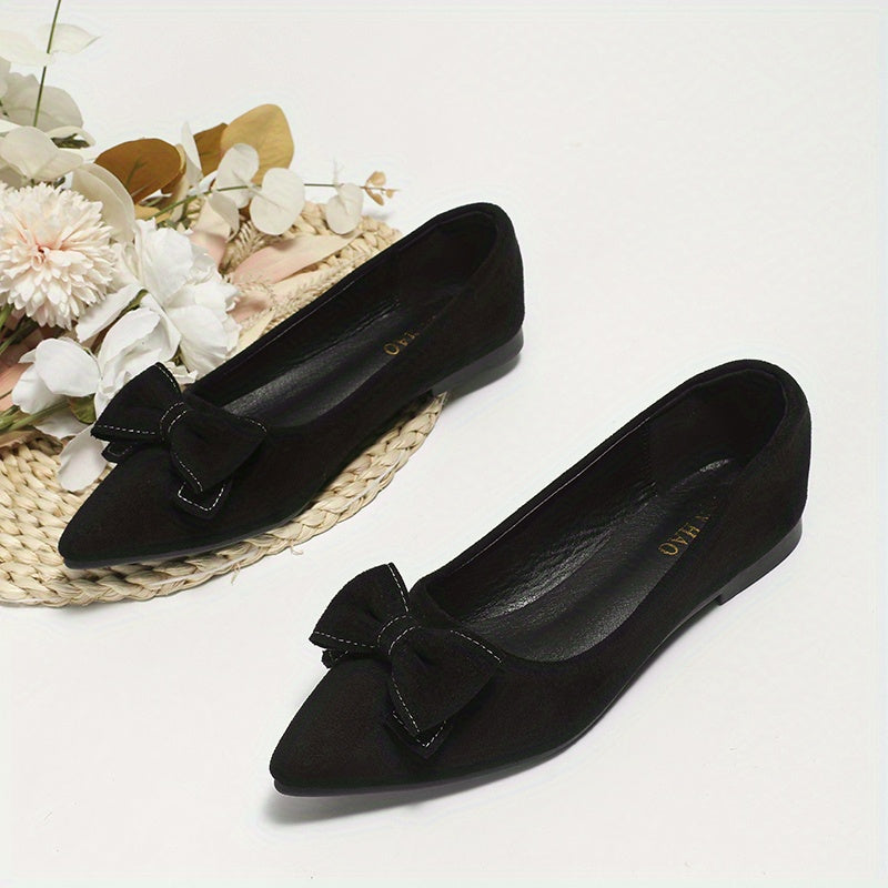Women's Bowknot Ballet Flats Soft Sole Slip On Shoes
