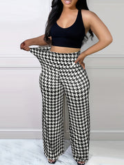 Women's Houndstooth Wide Leg Pants