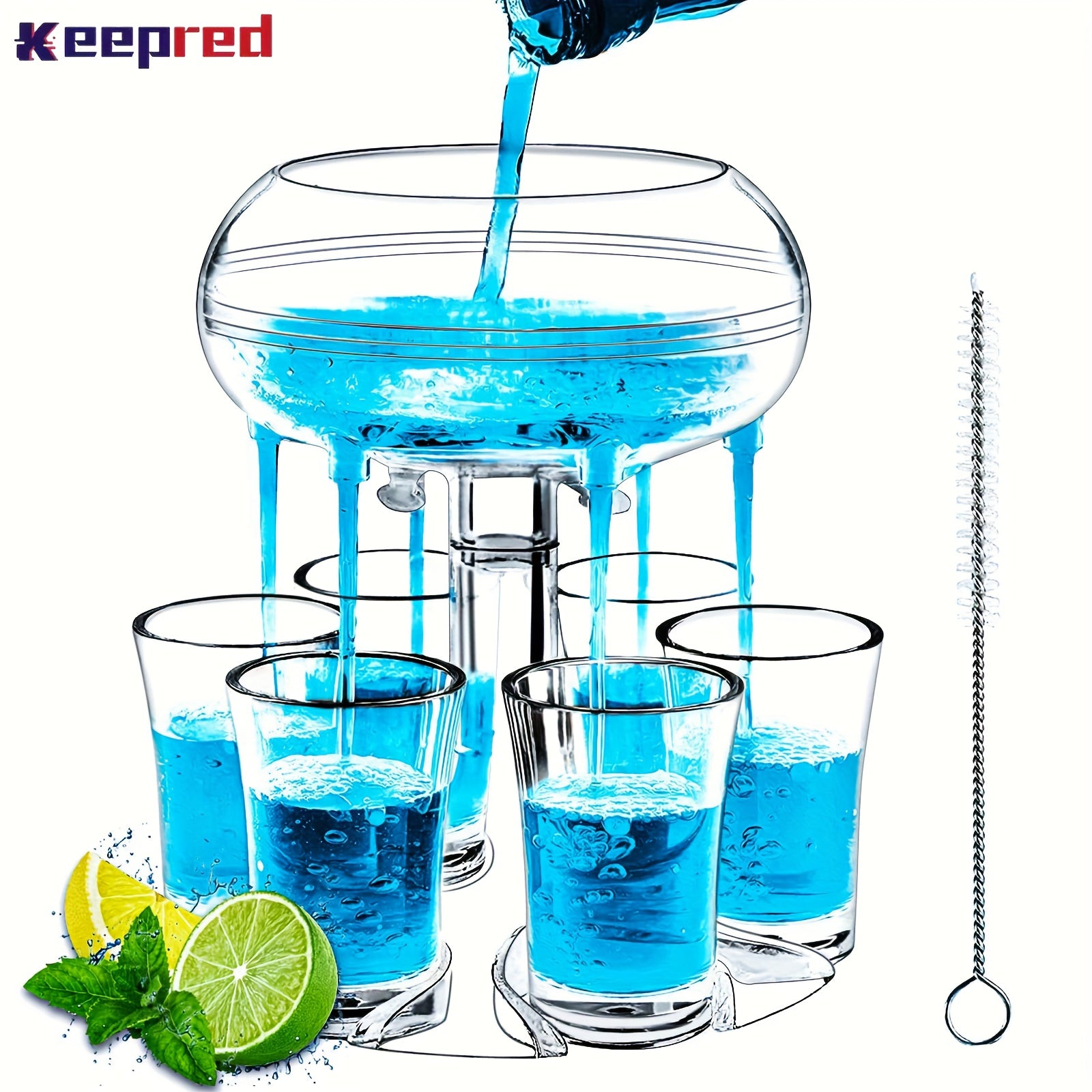 Keepred Shot Glass Dispenser with 6 Glasses Wine Holder for Party